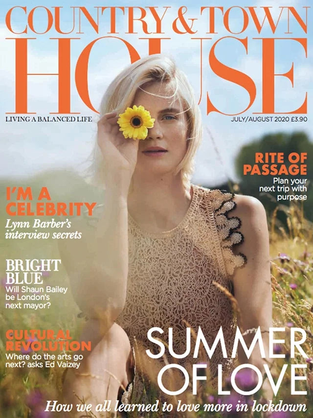 Cover of Country and Town House magazine, July/August 2020 issue, luxury fashion feature