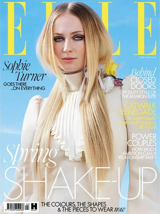 Cover of ELLE UK magazine, April 2020 issue, luxury fashion feature