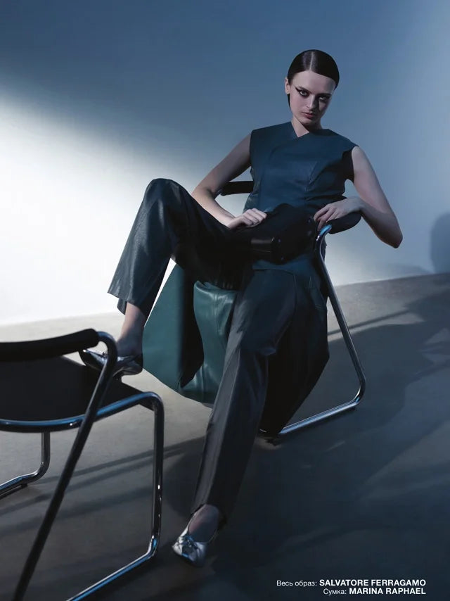 Page from the December 2021 issue of Numero Russia magazine featuring: the Marina Raphael Micro Riviera in Black Leather Handbag