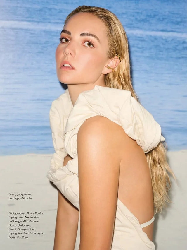 Page from the June 2023 issue of Harper's Bazaar Vietnam magazine featuring: an interview with the designer Marina Raphael, Marina's career in fashion
