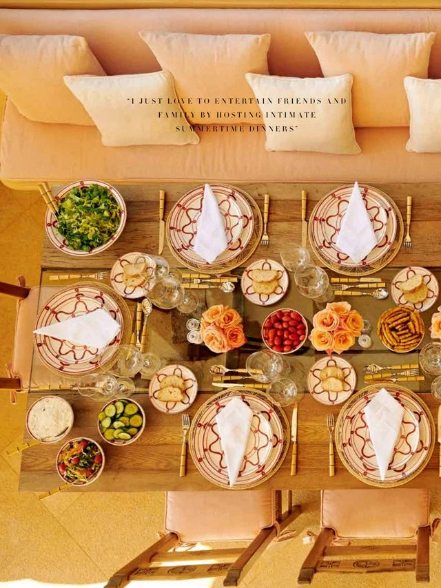 Page from the July 2022 issue of Harper's Bazaar Arabia Interiors magazine featuring: an interview with the designer Marina Raphael, opening the doors to Marina's summer house