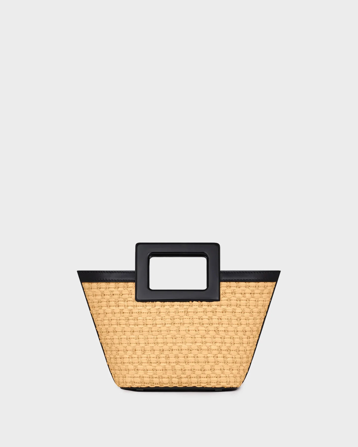 BABY RIVIERA IN NATURAL RAFFIA AND BLACK LEATHER