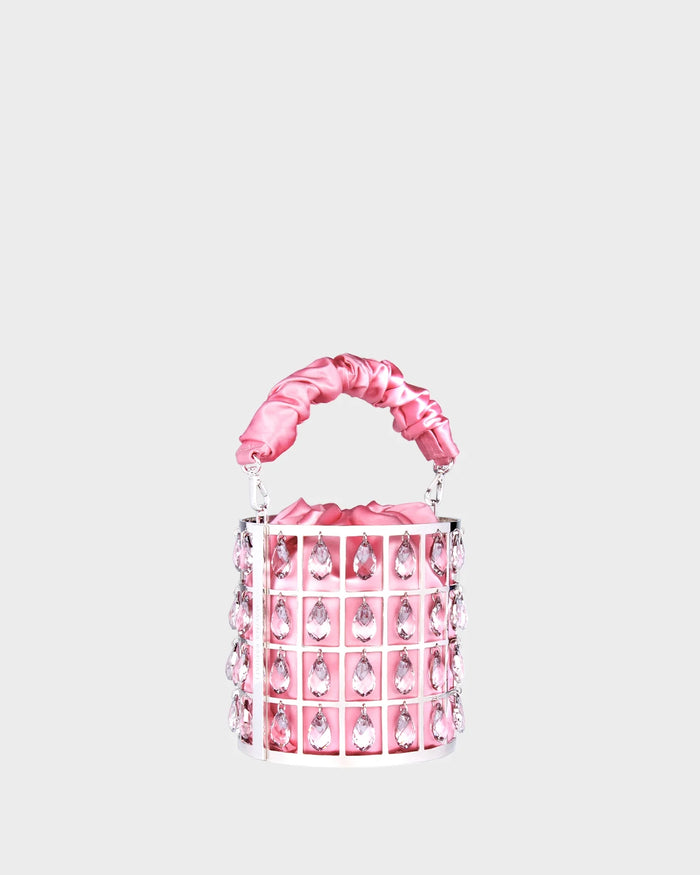 Chandelier In Pink Satin three quarters view