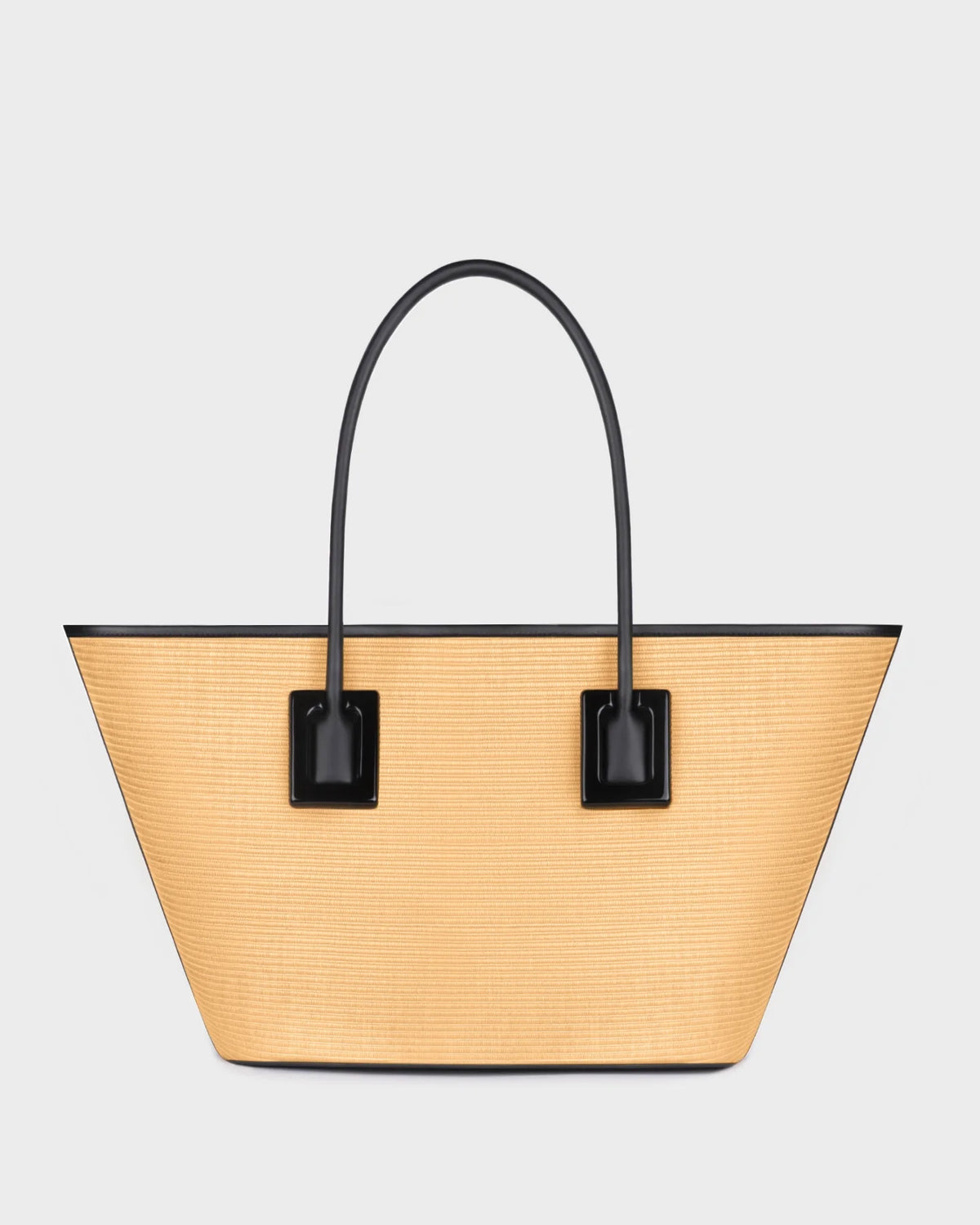 EVERYWHERE IN NATURAL RAFFIA AND BLACK LEATHER