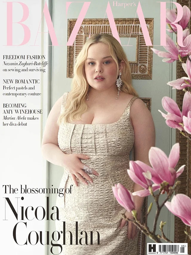 Cover of Harper's Bazaar UK magazine, May 2024 issue, luxury fashion feature