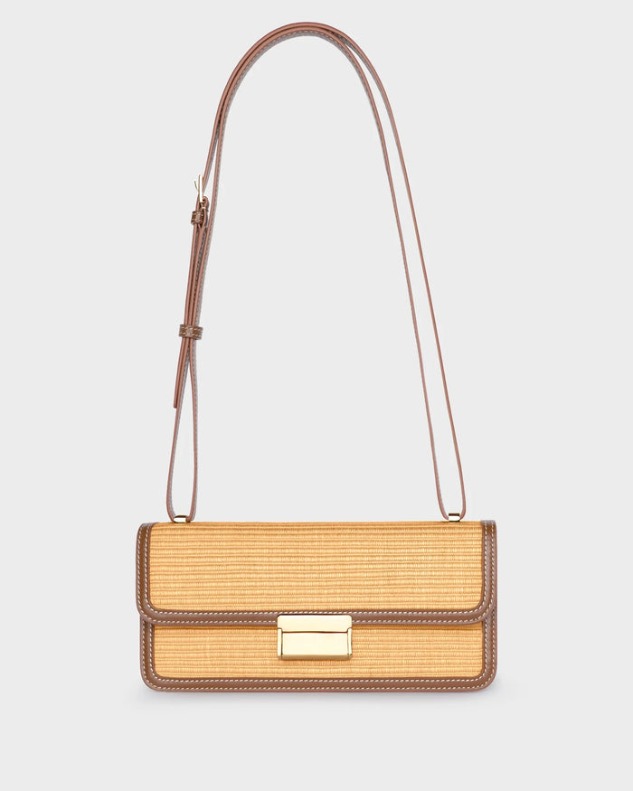 HYDRA IN NATURAL RAFFIA AND CARAMEL LEATHER