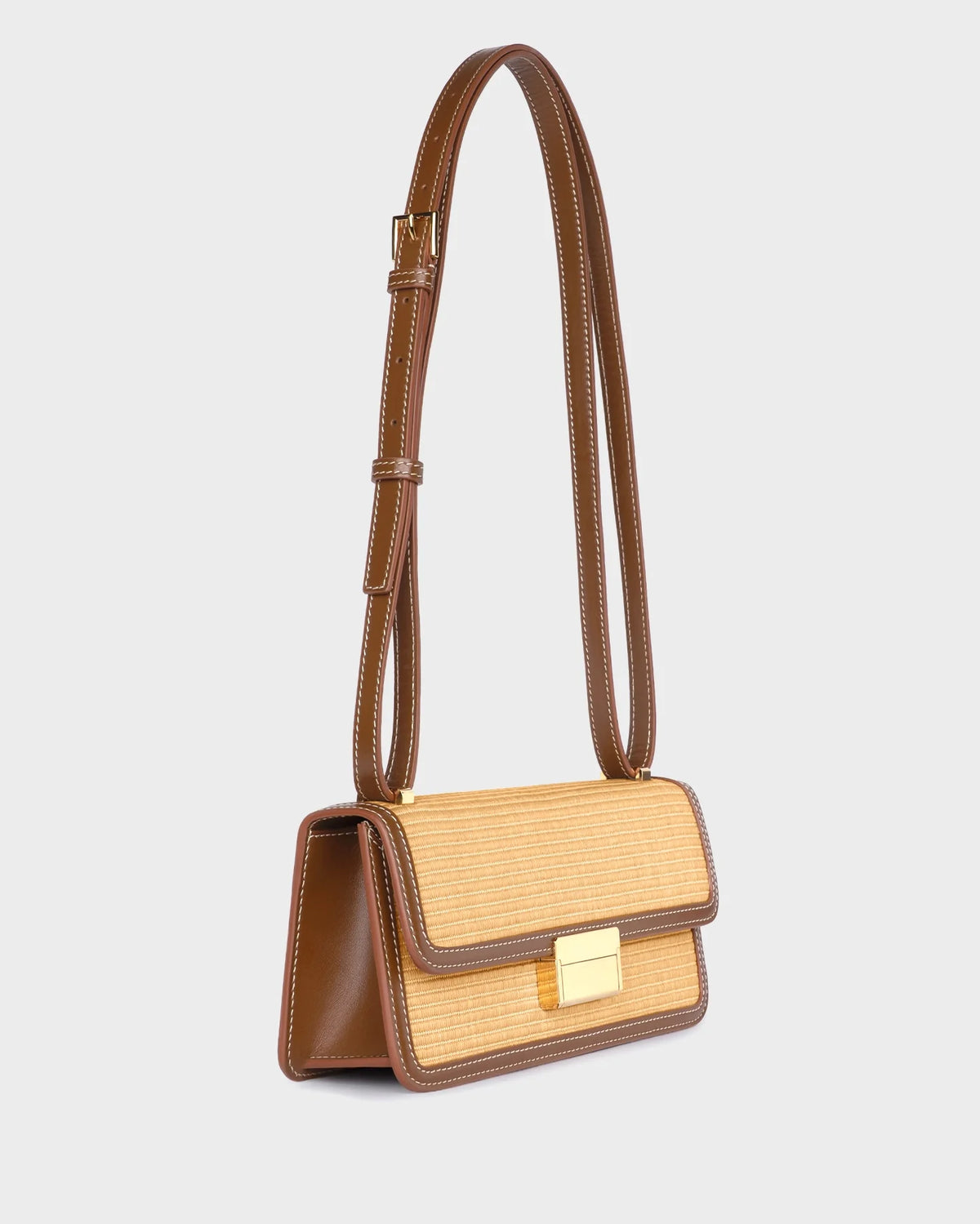 HYDRA IN NATURAL RAFFIA AND CARAMEL LEATHER