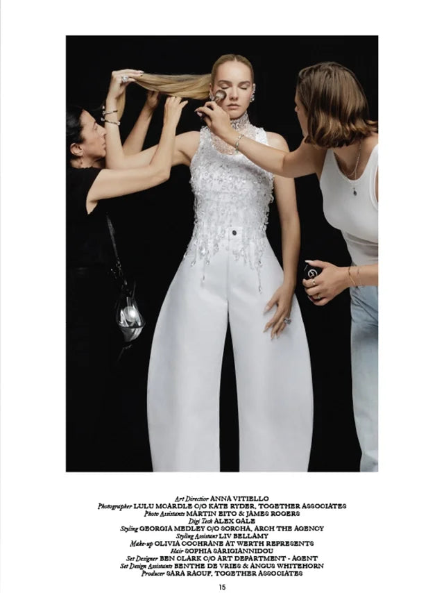 Page from the Autumn 2025 issue of L'Officiel Austria magazine featuring: an interview with the designer Marina Raphael, Marina's career evolution and new horizons