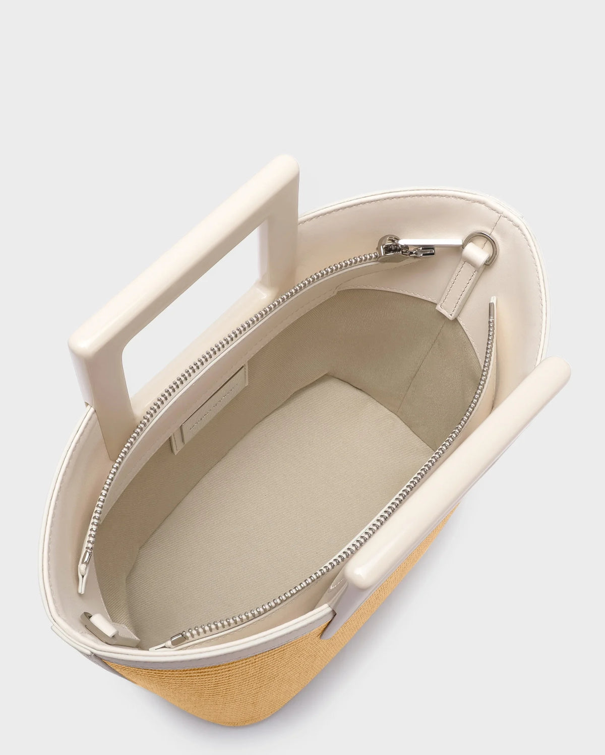 MICRO RIVIERA IN NATURAL RAFFIA AND CREAM LEATHER