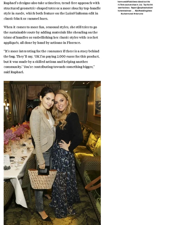 Page from the October 2019 issue of Women's Wear Daily magazine featuring: the Marina Raphael brand