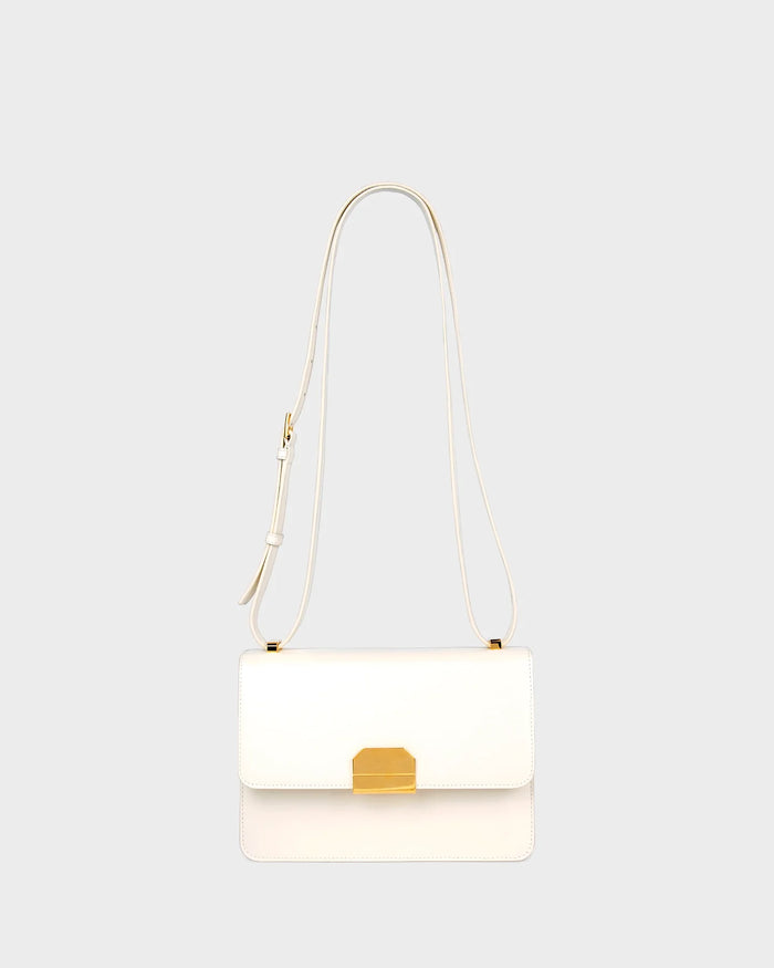 Alex In Cream Leather straight view with strap
