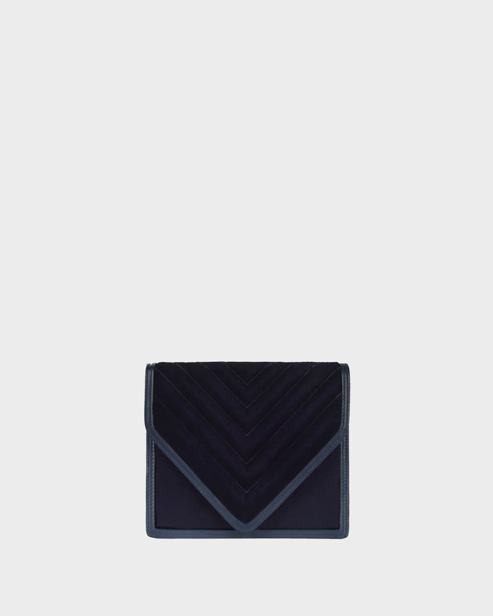 Alexa In Navy Quilted Velvet straight view