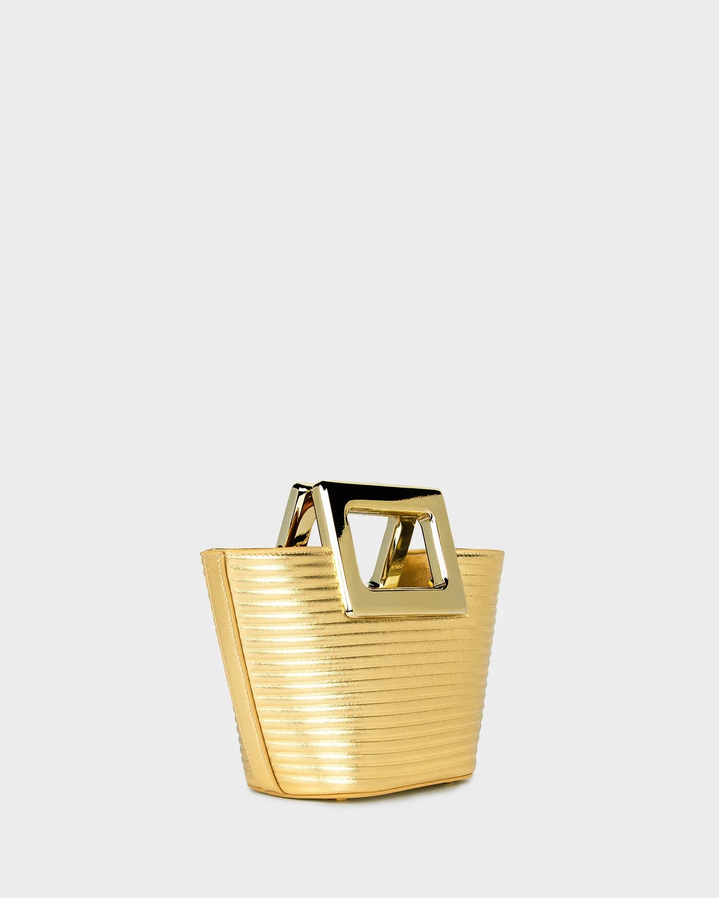 Baby Riviera In Gold Ribbed Leather three quarters view