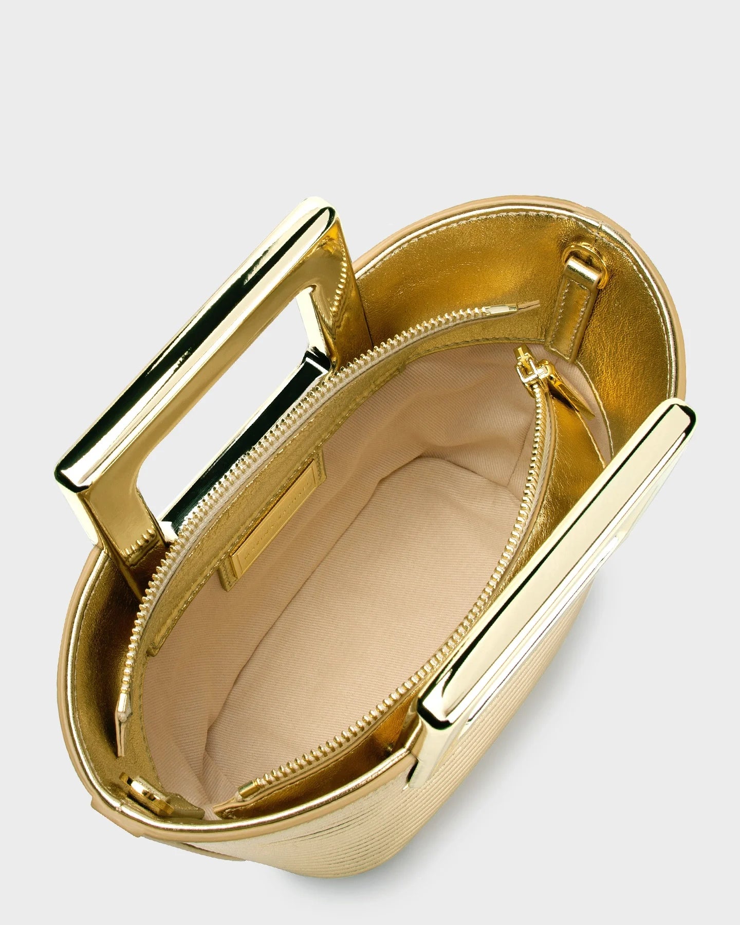 Baby Riviera In Gold Ribbed Leather top view