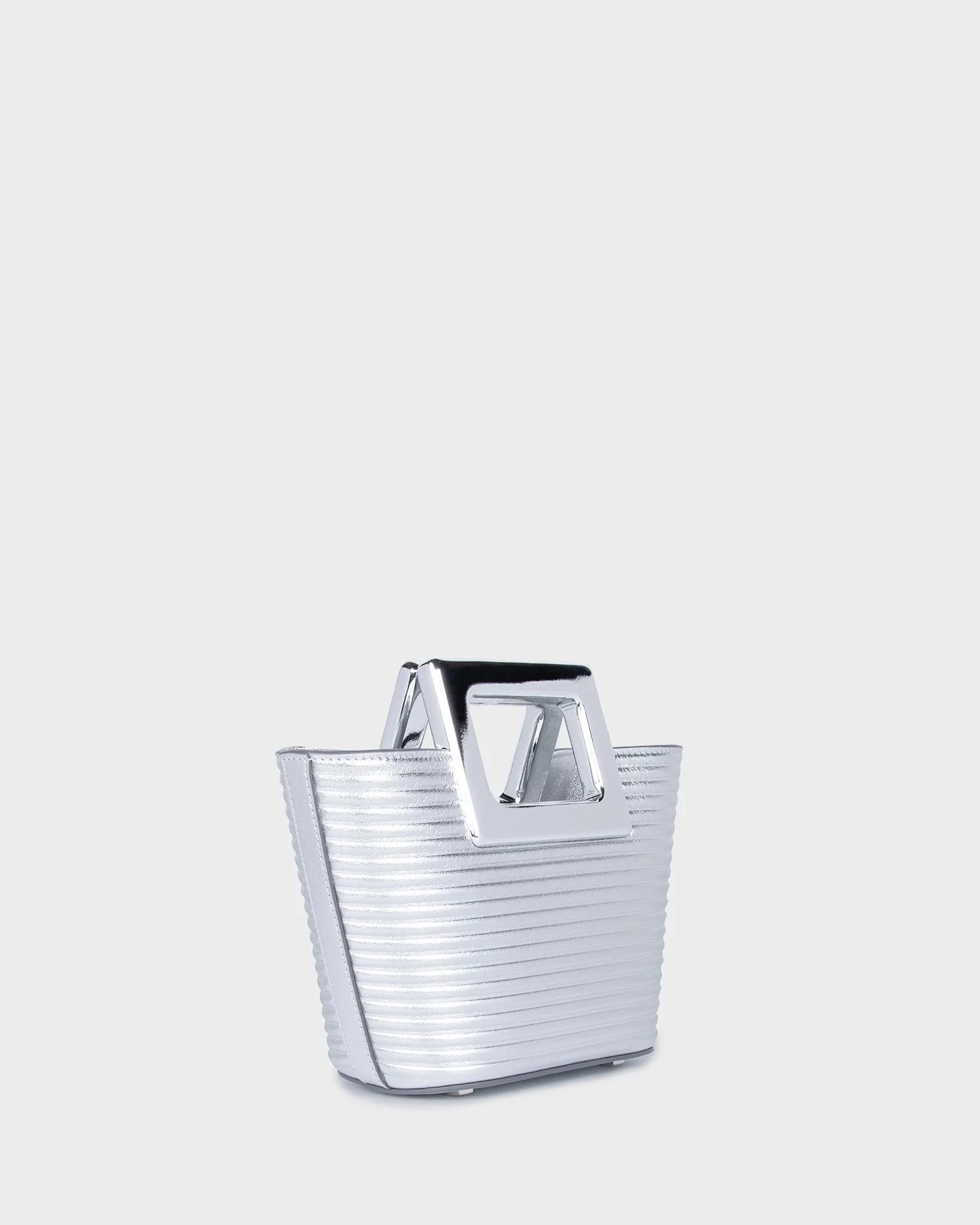 Baby Riviera In Silver Ribbed Leather three quarters view