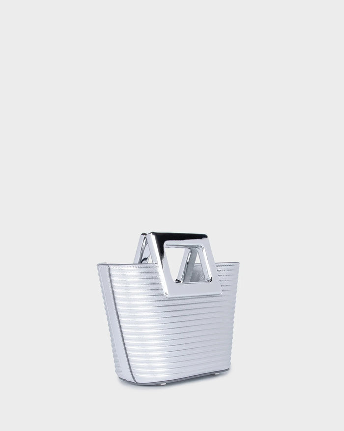 Baby Riviera In Silver Ribbed Leather three quarters view