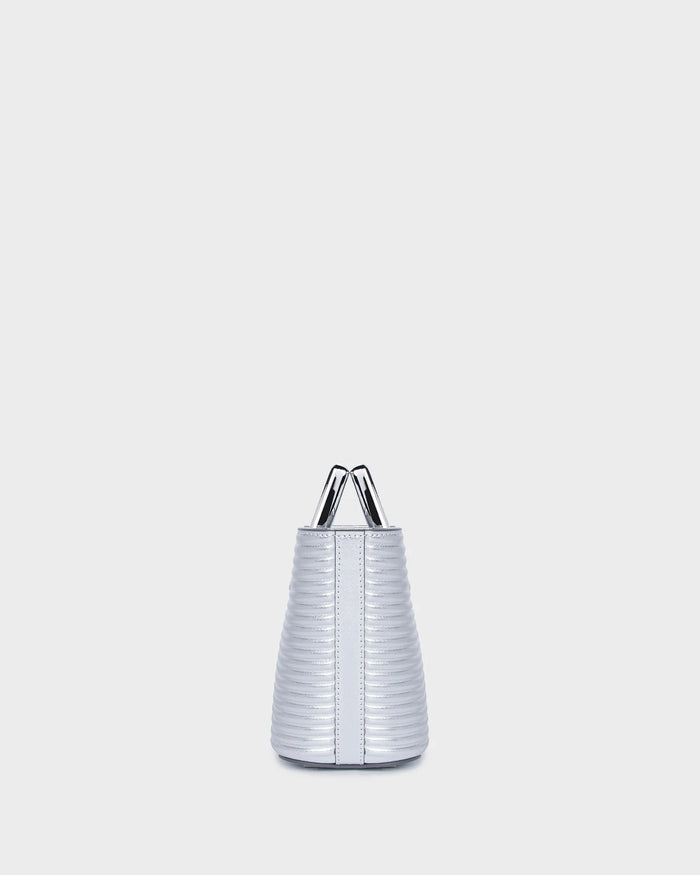 Baby Riviera In Silver Ribbed Leather side view