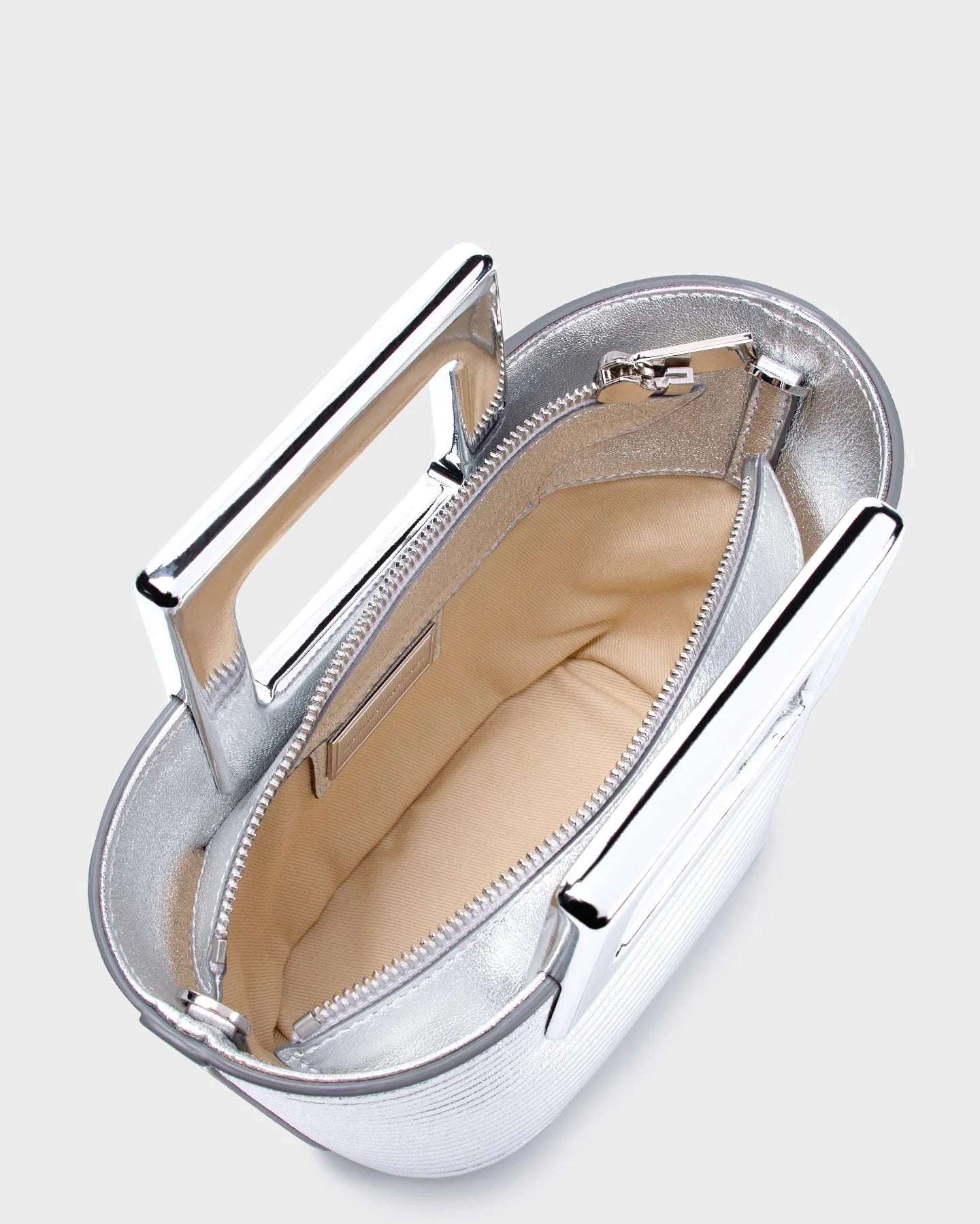Baby Riviera In Silver Ribbed Leather top view