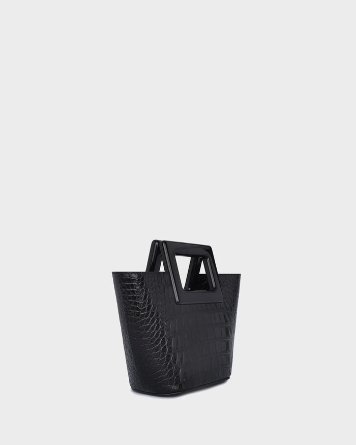 BABY RIVIERA IN BLACK CROC-EFFECT
