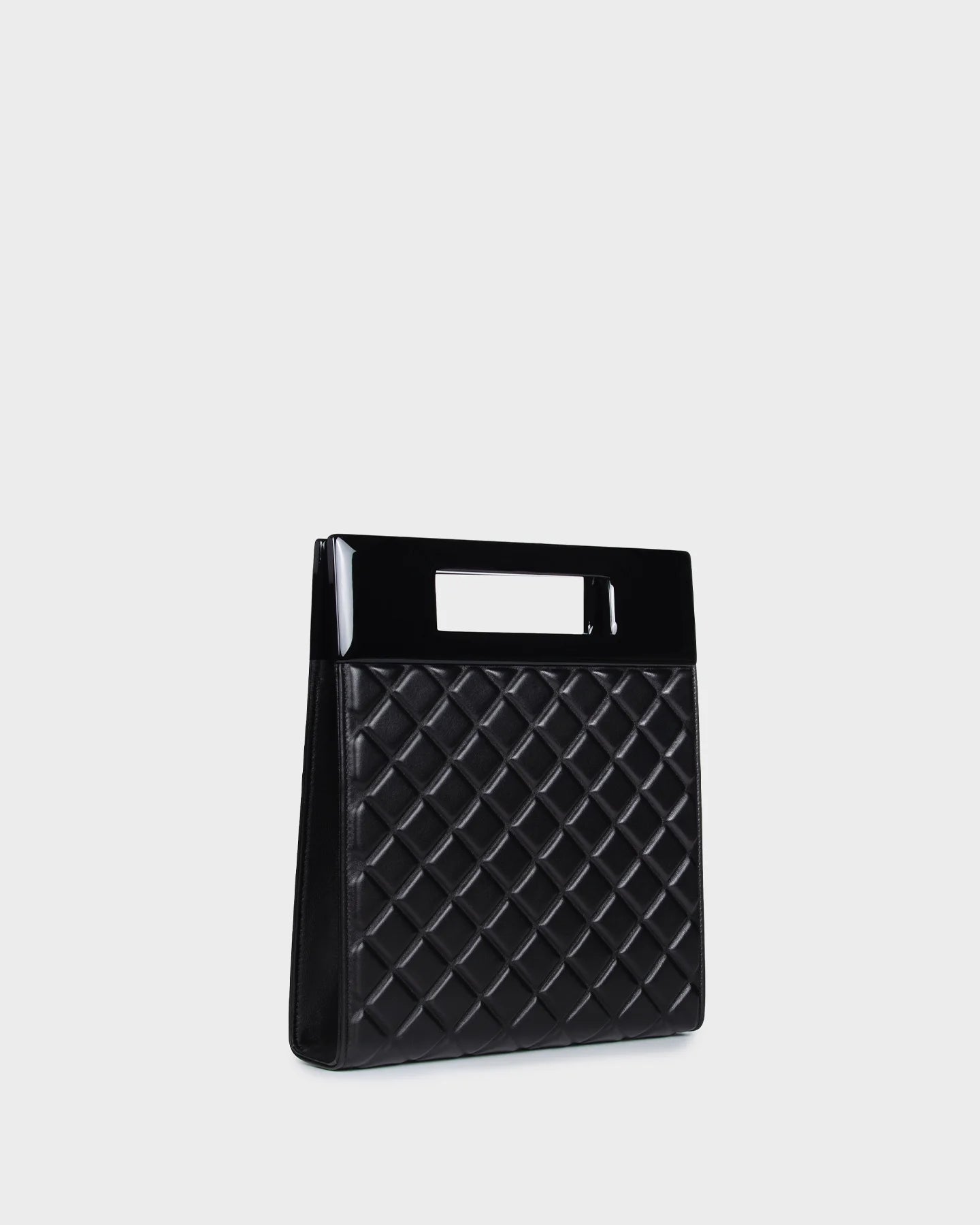 Bella In Black Quilted Leather three quarters view