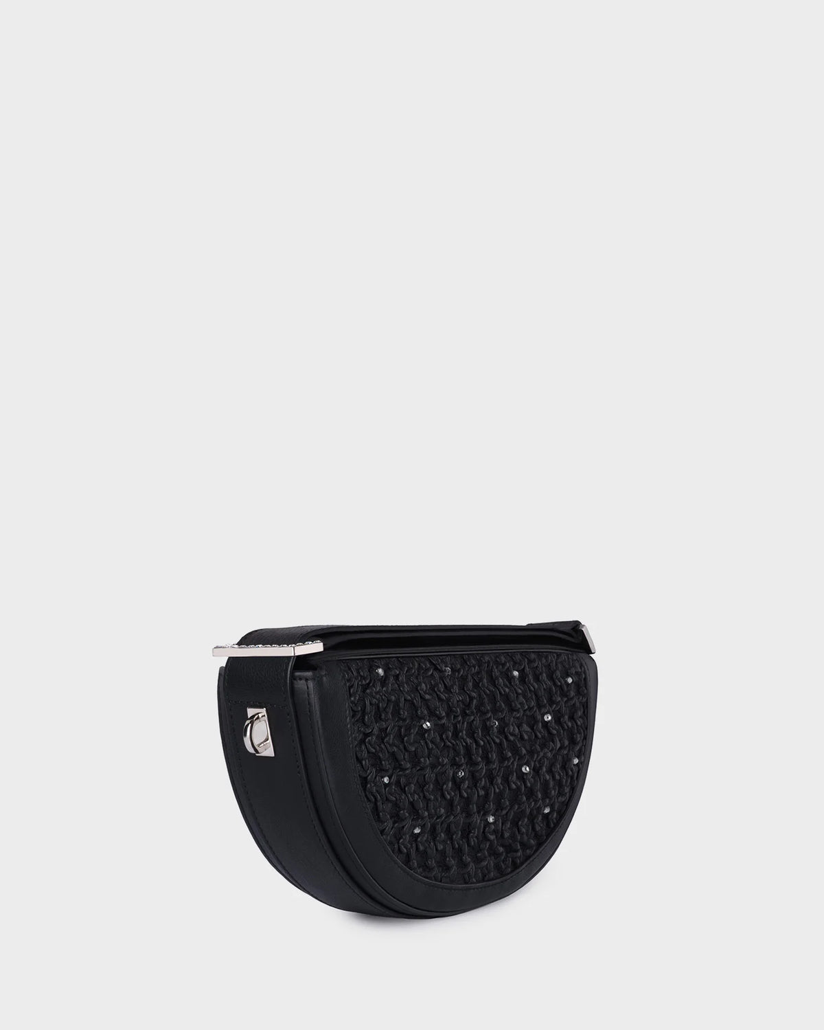 RENE IN BLACK ELASTIC LEATHER AND CRYSTAL
