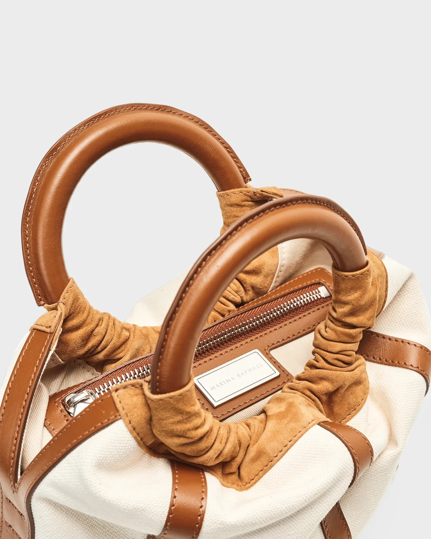 Camila In Caramel Embroidered Canvas top view