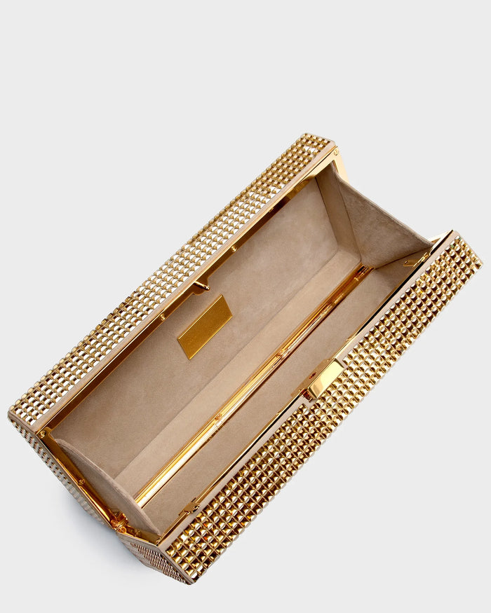 Cassie In Gold Crystal and Beige Suede top view