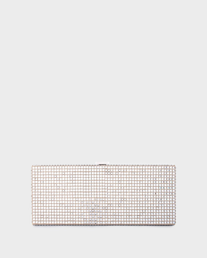 Cassie In Silver Crystal and Beige Suede straight view