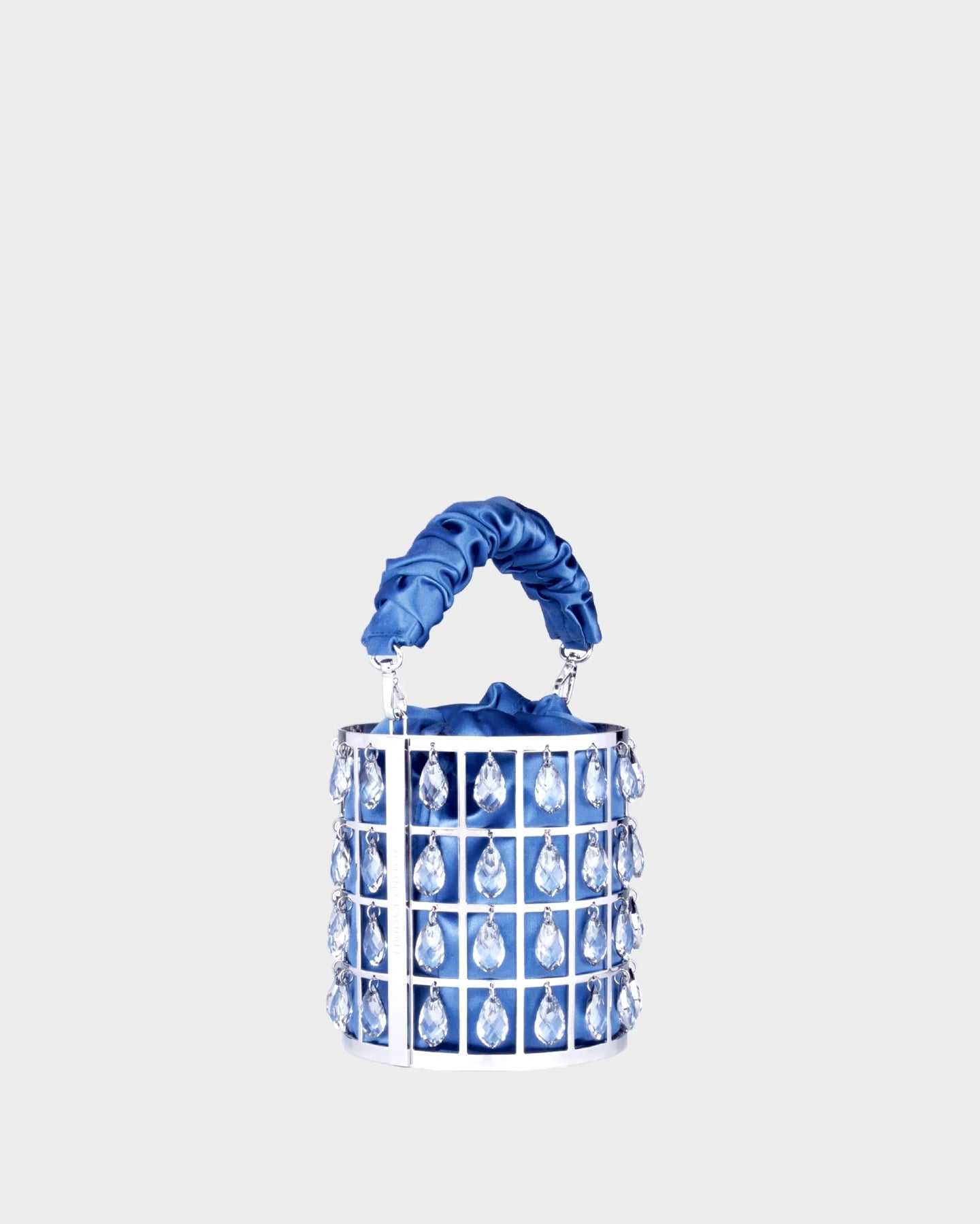 Chandelier In Blue Satin three quarters view