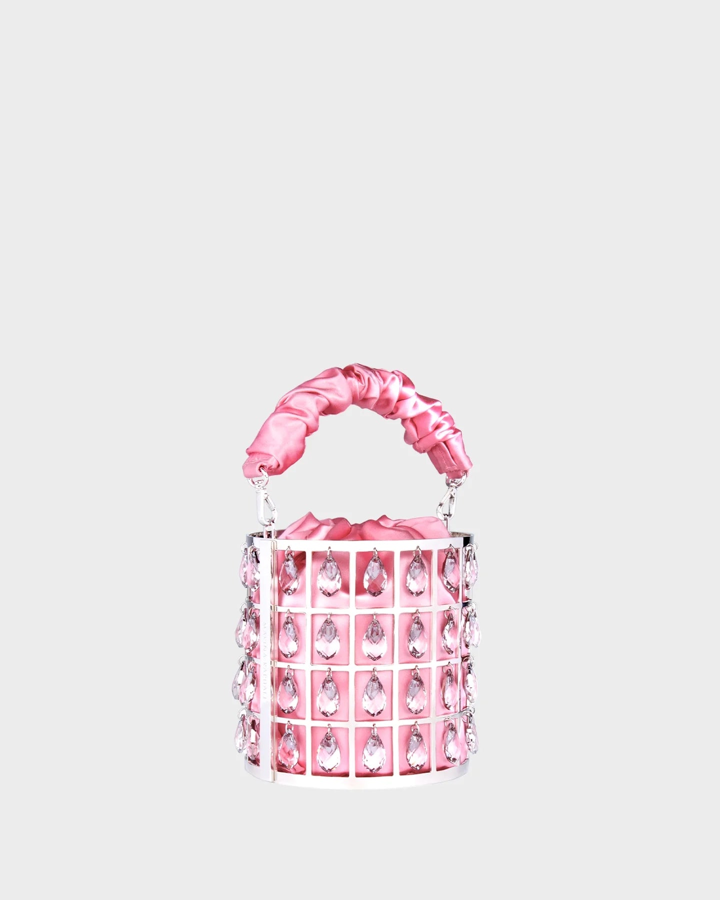 Chandelier In Pink Satin three quarters view