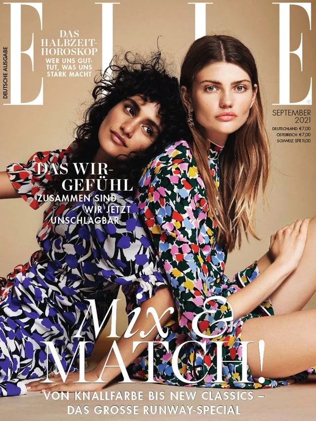 Cover of ELLE Germany magazine, September 2021 issue, luxury fashion feature