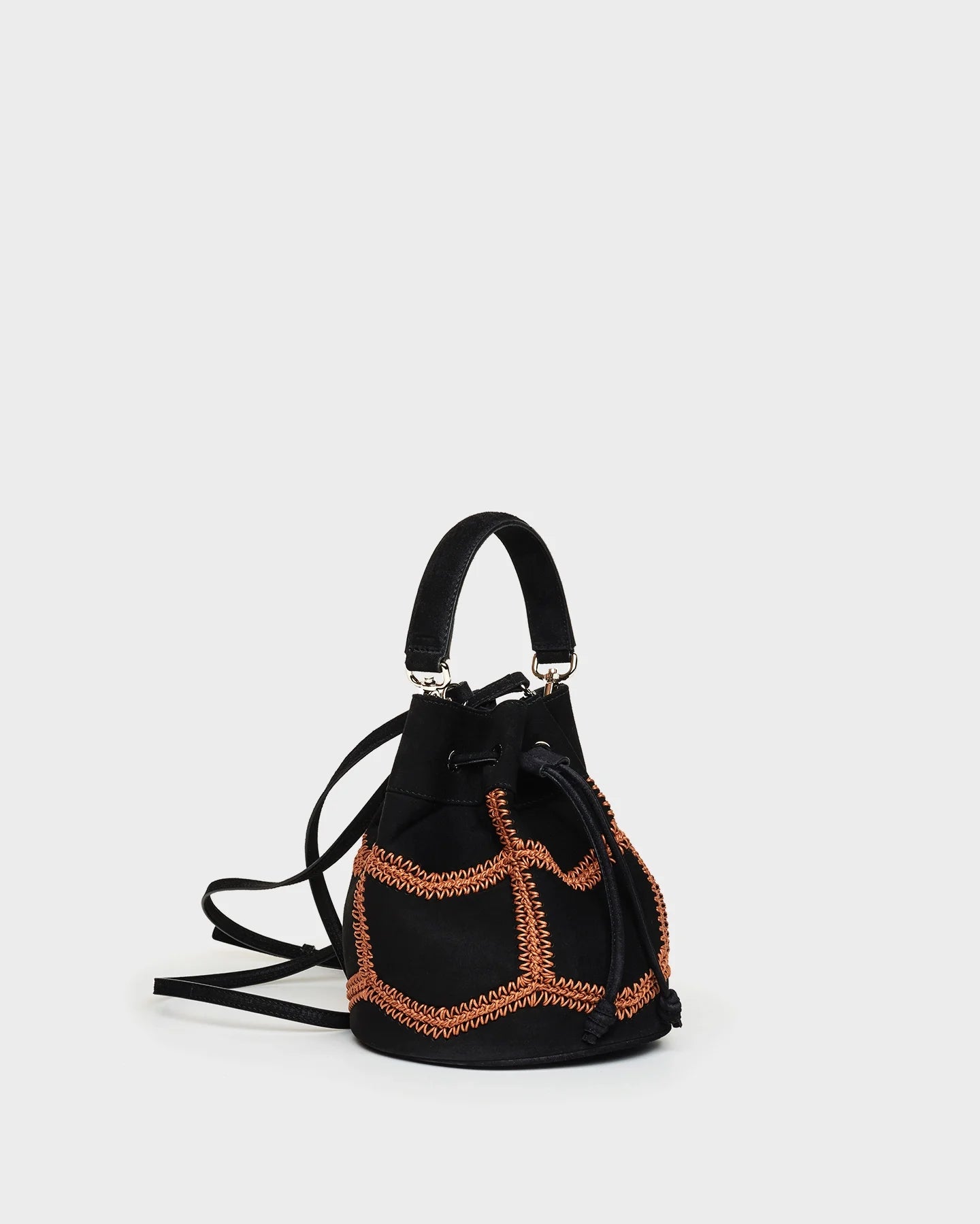 Estella In Black Crochet Suede three quarters view