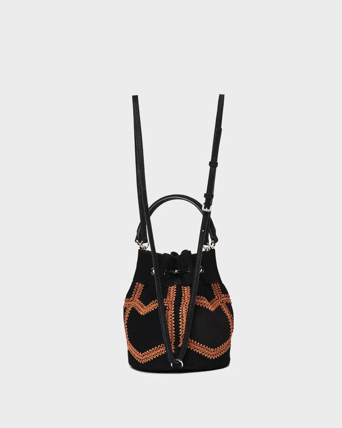 Estella In Black Crochet Suede back view
