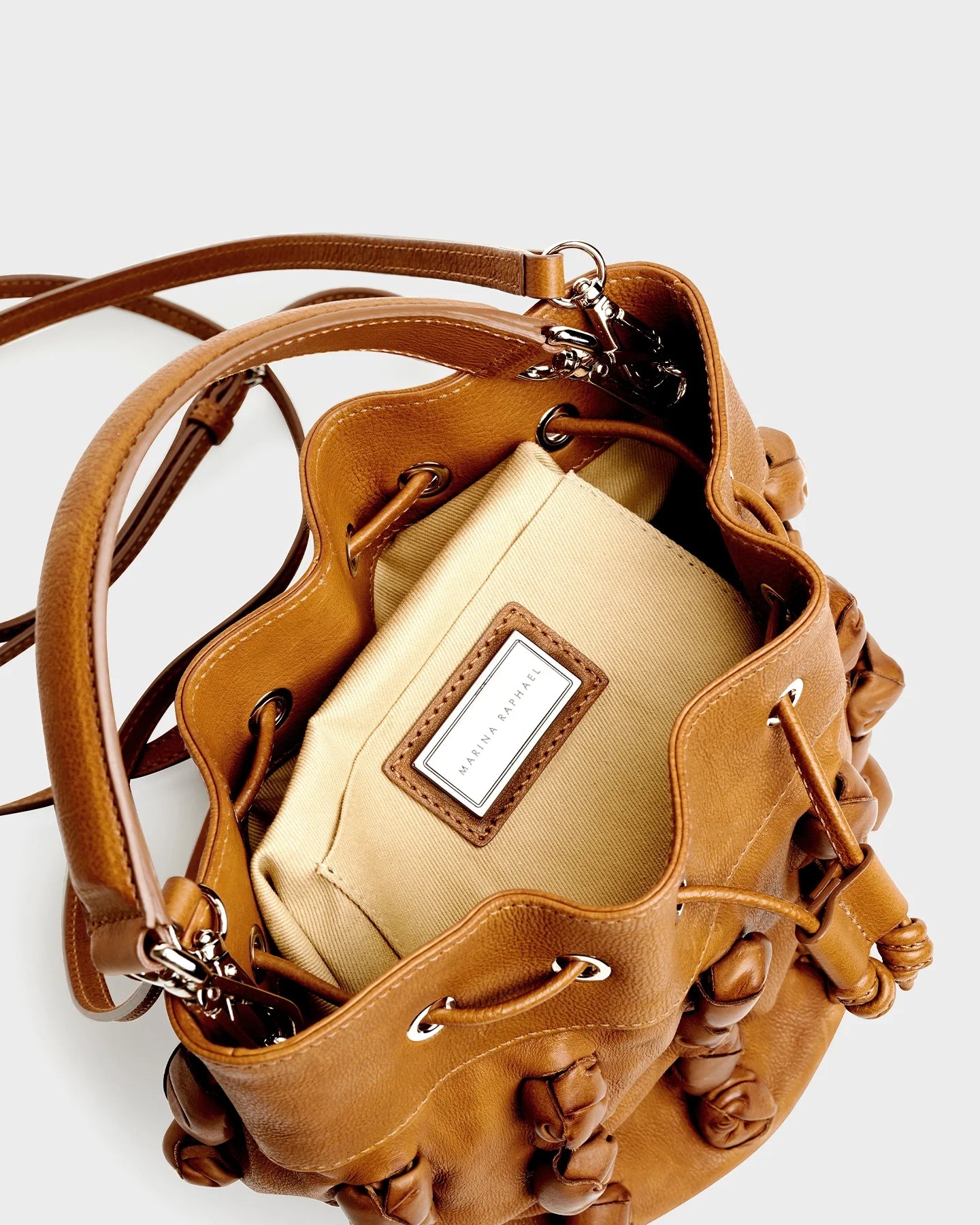 Estella In Caramel Knotted Leather top view
