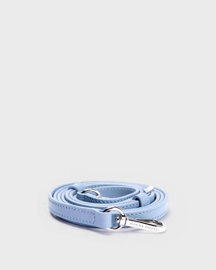 Thin, adjustable, ciel, napa leather strap with silver hardware