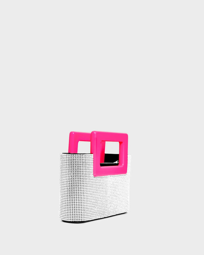 Evangelie In Crystal And Fluorescent Pink three quarters view
