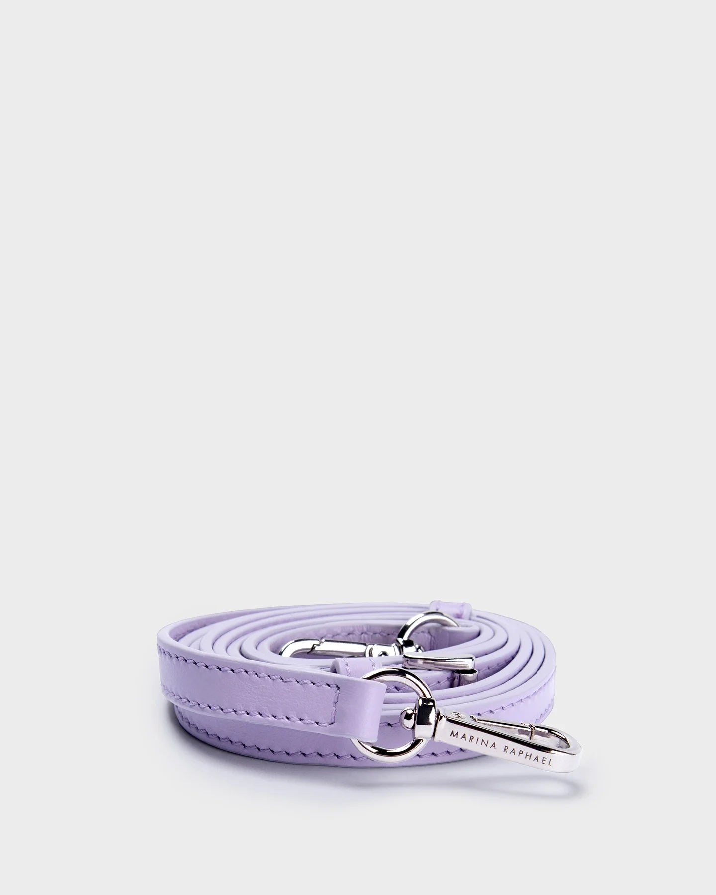 Thin, adjustable, lilac, napa leather strap with silver hardware