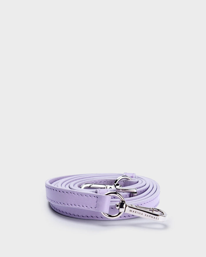 Thin, adjustable, lilac, napa leather strap with silver hardware