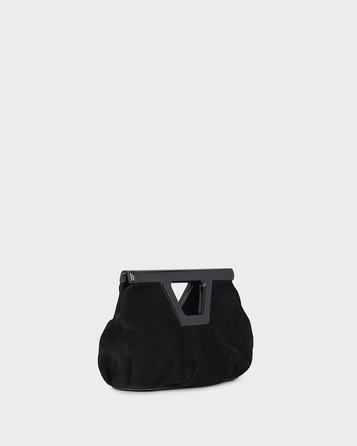 Georgia Micro In Black Suede three quarters view