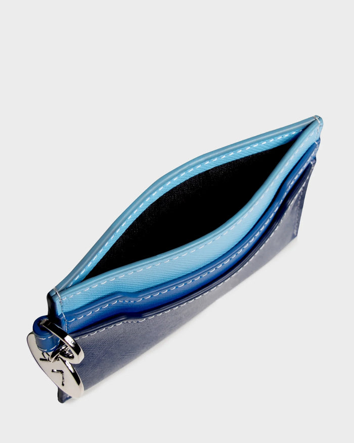 Leather Cardholder In Blue top view