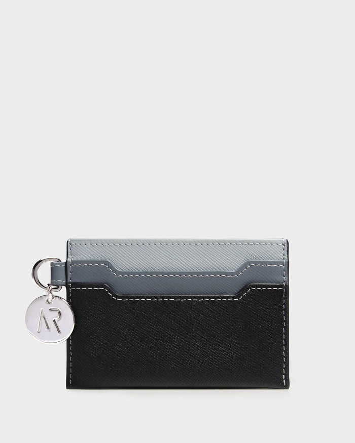 Leather Cardholder In Grey straight view