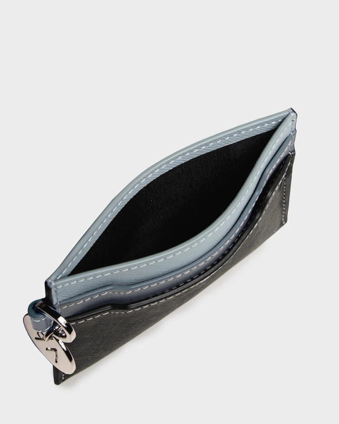 Leather Cardholder In Grey top view