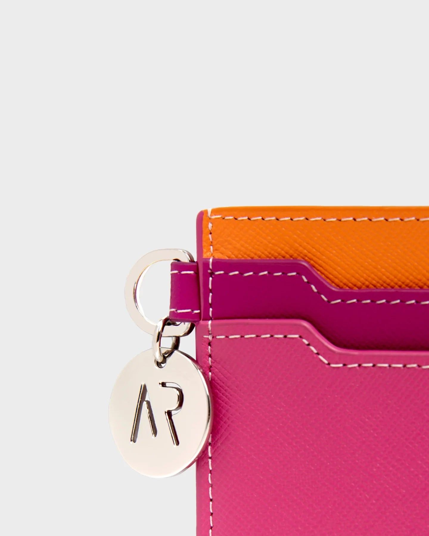 Leather Cardholder In Pink close up detail