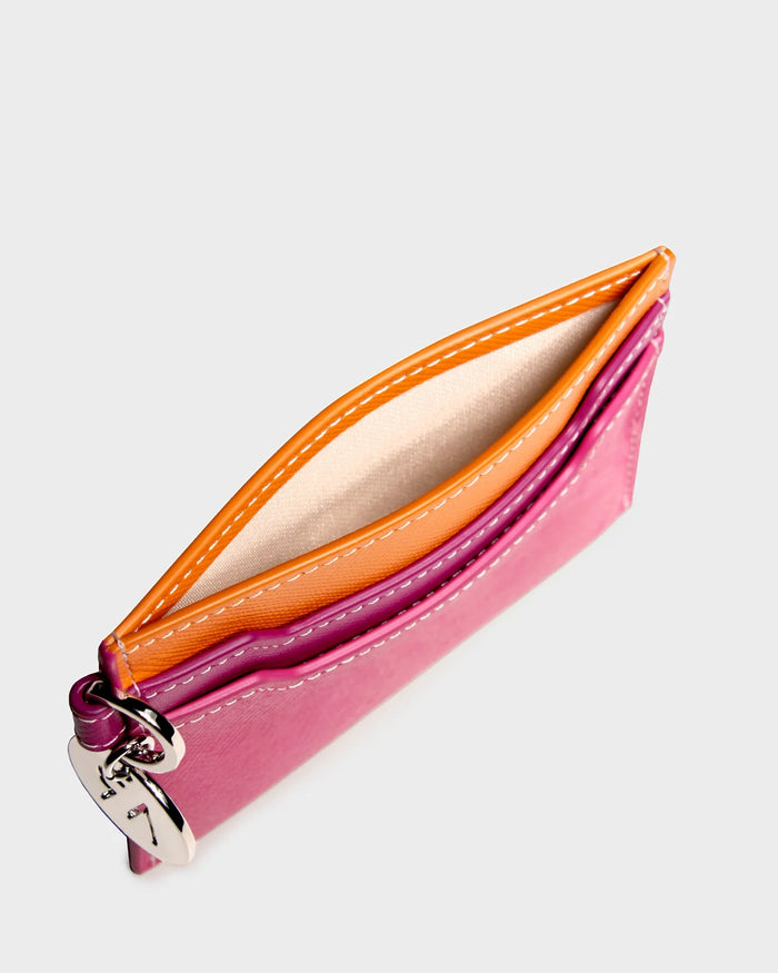 Leather Cardholder In Pink top view