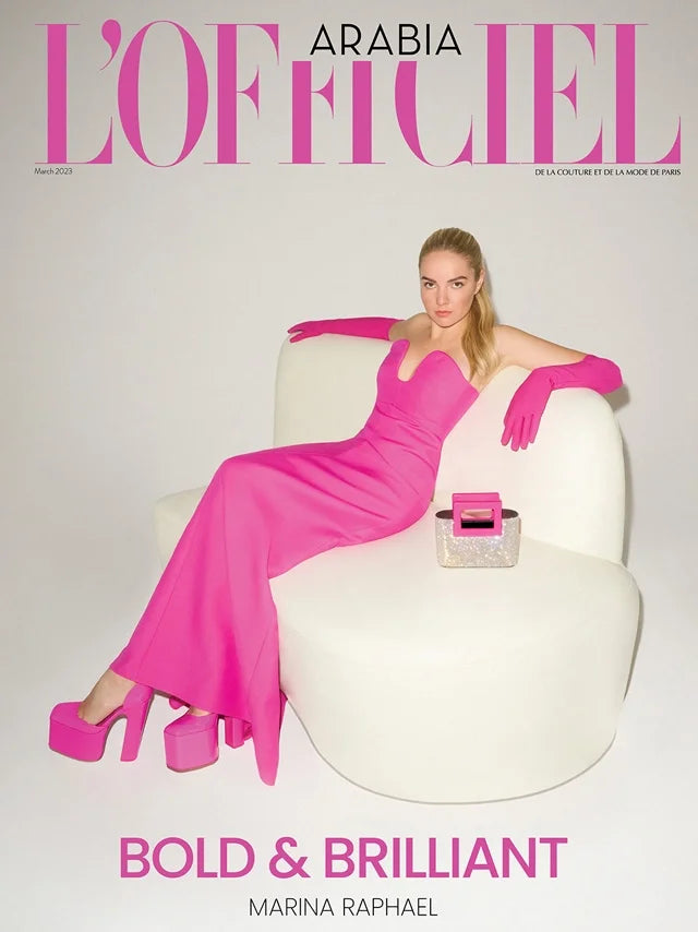 Cover of L'Officiel Arabia magazine, March 2023 issue, luxury fashion feature