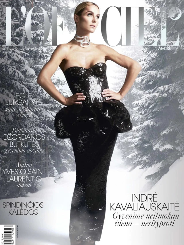 Cover of L'Officiel Lithuania magazine, December 2022 issue, luxury fashion feature