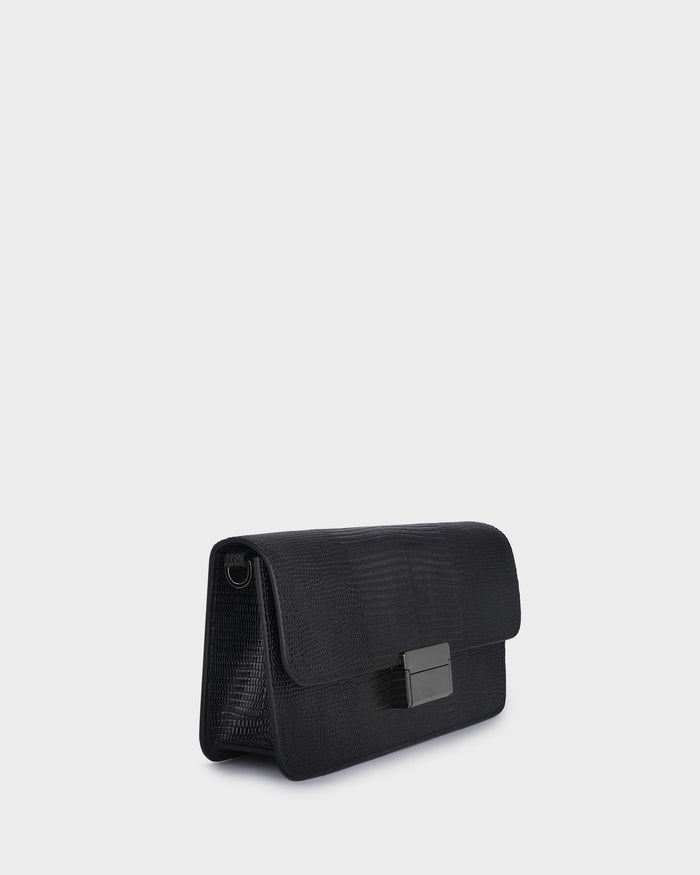 Luna In Black Lizard-effect three quarter view