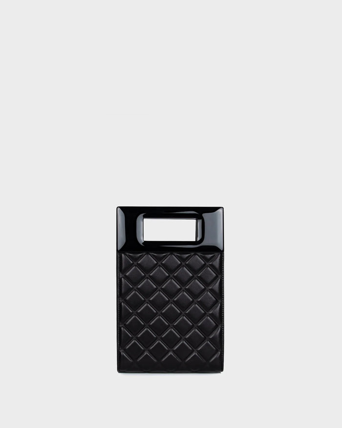 Micro Bella In Black Quilted Leather straight view