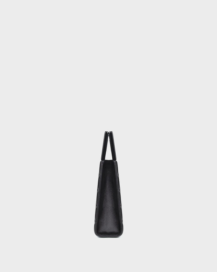 Micro Bella In Black Quilted Leather side view