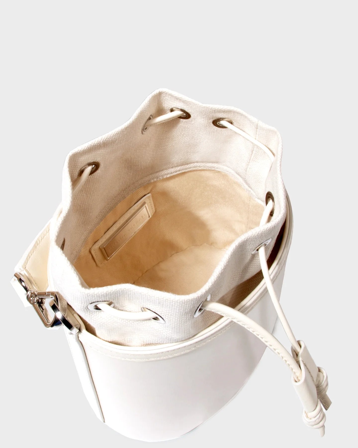 Micro Carina In Cream Leather top view